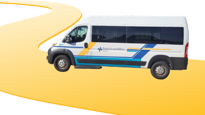 A white van overlaid on an illustrated yellow road